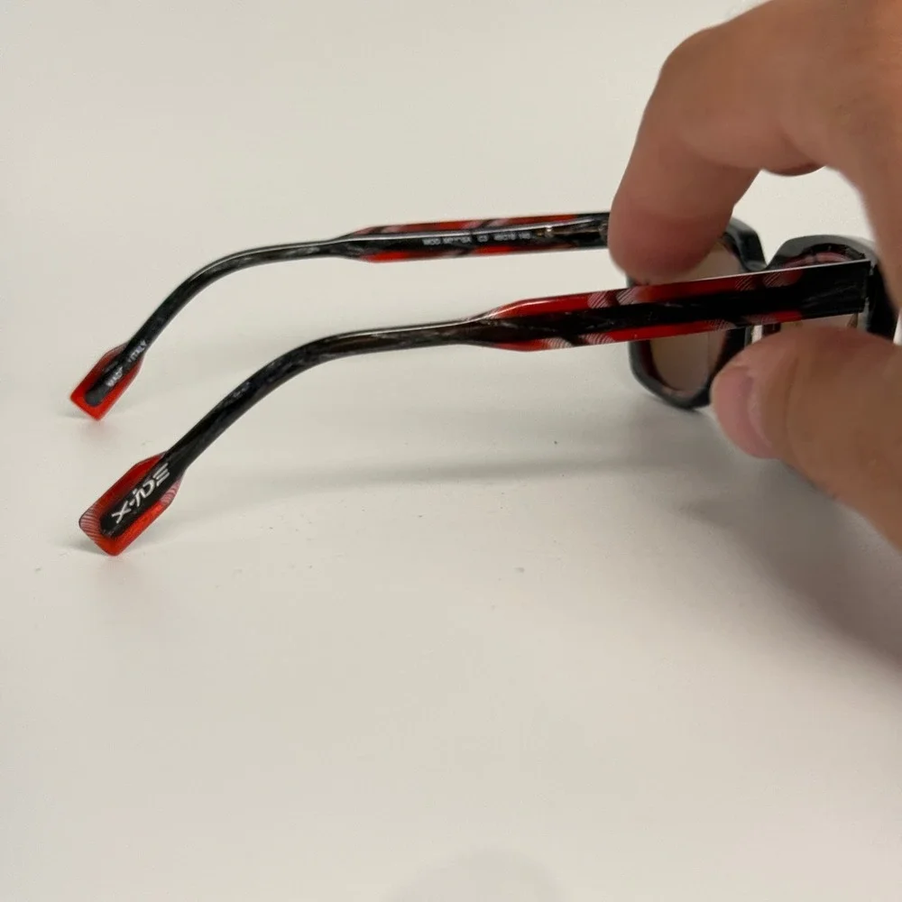 X-IDE‎ Mimosa C3 Sunglasses Red Black Plaid Immagine Design Eyewear 49-18-140